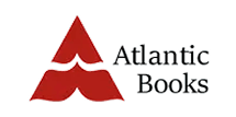 Atlantic Books logo dark red on light gray rounded rectangle background
