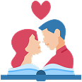 Black and white two birds in love icon with pink circle behind